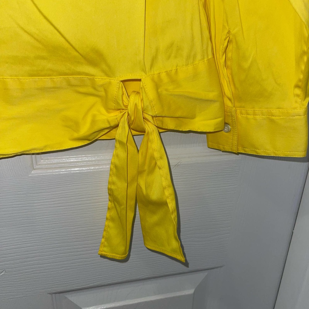 NWT Talbots Mp Bright Yellow Everyday Stretch Poplin Knot Long-sleeve Blouse - Picture 4 of 11